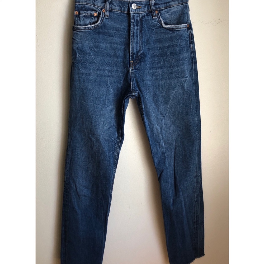 Zara medium wash high waist skinny jeans